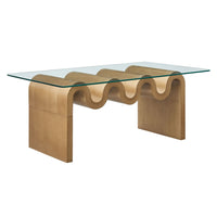 Modway Ondine Glass Top Coffee Table - Natural-Unique Wave-like Shape