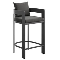 Modway Tahoe Outdoor Patio Aluminum Bar Chair - 44.5" - Charcoal-Aluminum Frame