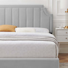 Modway Sienna Performance Velvet Full Platform Bed with Gold Metal Legs - Light Grey-Reinforced Center Beam and Support Legs