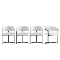 Manhattan Comfort Augusta 23.6" Modern Leatherette Upholstered Dining Chair - White - Set of 4-Modern Dining Chair with Backrest for Dining Room and Home Office Use. Set of 4