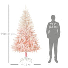 HOMCOM 7' Artificial Christmas Tree with Realistic Tips - Pink-Branches can be opened automatically for easy assembly 