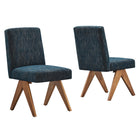 Modway Lyra Fabric Dining Room Side Chair - Azure - 2 Pack-Ergonomic Design for Comfort
