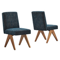 Modway Lyra Fabric Dining Room Side Chair - Azure - 2 Pack-Ergonomic Design for Comfort