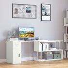 HOMCOM 55" L-Shaped Computer Desk - White-Rotating design allows it to be placed as an L shape or I shape unit