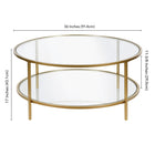 Hudson&Canal Sivil 36"W Round Coffee Table with Glass Top - Brass-Product Dimensions: 36" L x 36" W x 17" H