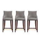 Manhattan Comfort Shubert 22.64" Modern Leatherette Upholstered Counter Stool - Dark Taupe - 3 Pack-Modern Counter Stool with Backseat Perfect for Counter and Kitchen Use. Set of 3