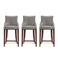 Manhattan Comfort Shubert 22.64" Modern Leatherette Upholstered Counter Stool - Dark Taupe - 3 Pack-Modern Counter Stool with Backseat Perfect for Counter and Kitchen Use. Set of 3
