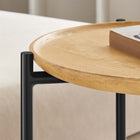 Modway Xilo Round Wood and Metal Side Table - Oak-Non-Marking Floor Glides