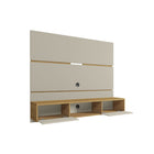 Manhattan Comfort Vernon 62.99" Mid-Century Modern Floating Entertainment Center - Off White and Cinnamon-Lateral Plank Panel Design with 2 Concealed Shelving Spaces, and 1 Open Shelf for Media and Décor