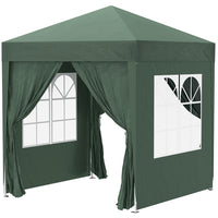 Outsunny 6.6' ft W x 6.6 ft L Pop Up Canopy Tent for Outdoor/Garden/Patio - Dark Green-6.6x6.6ft party tent with 4 removable walls, great for outdoor event use, like BBQ, flea market and more