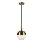 Hudson&Canal Orb 8" Wide Small Pendant with Glass Shade - Brass/White Milk-Modern and contemporary design for your entryway, foyer, or kitchen