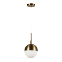 Hudson&Canal Orb 8" Wide Small Pendant with Glass Shade - Brass/White Milk-Modern and contemporary design for your entryway, foyer, or kitchen