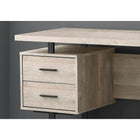 Monarch Specialties 7418 60" Computer Desk - Taupe Reclaimed Wood/Black Metal-Reversible configuration allows for left or right set-up customized to your needs.