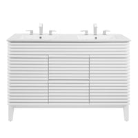 Modway Render 48" Double Sink Bathroom Vanity - White-Mid-Century Modern Vanity