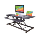 Rocelco 46" Electric Desk Riser with AC Outlet USB Charger and Large Keyboard Tracy- Black-Rear grommet enables cable management or the addition of an optional monitor arm.