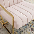 Modway Inspire Channel Tufted Performance Velvet Armchair - Pink-Stain-Resistant Polyester Fabric