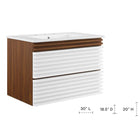 Modway Render 30" Wall-Mount Bathroom Vanity - White/Walnut/White-Wall-Mount Design
