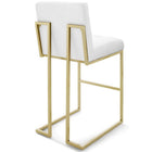 Modway Privy Gold Stainless Steel Upholstered Fabric Bar Stool - Gold White - Set of 2-Elegant Biscuit Tufting