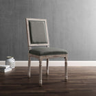 Modway Court French Vintage Upholstered Fabric Dining Side Chair - Natural/Grey-Polyester Fabric Upholstery
