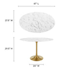 Modway Lippa 48" Oval Faux Marble Dining Table - Gold White-Artificial Marble Tabletop