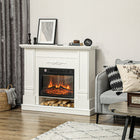 HOMCOM 46" Electric Fireplace with Mantel, Shelf, Remote Control and Timer - White-Reserved display space for your decorations or real logs 