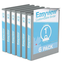 Davis Group Easyview Premium Binder - Round Ring - Customizable - 1" - Grey - 6 Pack-3 Ring Binder