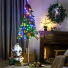 HOMCOM 6' Pre-Lit Slim Pencil Artificial Snow Christmas Tree - Green-11 Pre-set lighting options include steady-on, cycle, and flashing modes 