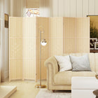 HOMCOM 6-Panel Bamboo Wave Freestanding Room Divider for Indoor Bedroom Office - Natural Wood-Material: Bamboo, Pine Wood
