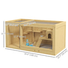 PawHut Large Wooden Hamster Cage with Pull-out Tray, Seesaws & Ladder-Made from fir wood for stability