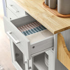 Modway Cuisine Kitchen Cart - White Natural-Nylon Casters With Side Lock Brakes