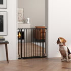 PawHut 30"- 34" Extra Wide Dog Gate with Double Locking System - Black-Suitable for doorways, hallways and staircases