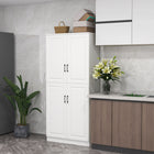 HOMCOM 71" H Kitchen Pantry Cabinet with 4 Hinged Doors and Adjustable Shelves - White-5-tier shelving gives you lots of space in your kitchen, living room and more 