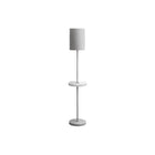 Monarch Specialties 62" H Contemporary Floor Lamp - Grey Metal / White Marble-Minimalist, contemporary style grey metal, 62"H floor lamp with a built-in fixed shelf table and topped with a tall drum shade to instantly upgrade a modern decor
