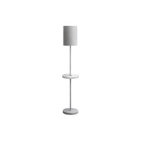 Monarch Specialties 62" H Contemporary Floor Lamp - Grey Metal / White Marble-Minimalist, contemporary style grey metal, 62"H floor lamp with a built-in fixed shelf table and topped with a tall drum shade to instantly upgrade a modern decor