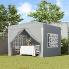 Outsunny 10 ft W x 10 ft L Pop-Up Canopy Tent with Sidewalls and Carry Bag - Grey-UPF50+ Oxford fabric canopy blocks 98% of UV rays