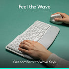 Logitech Wave Keys Wireless Ergonomic Keyboard with Cushioned Palm Rest - Off White-Type in comfort all day long: The wavy design of this compact keyboard places your hands, wrists and forearms in a natural typing position