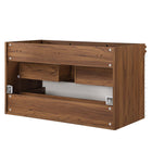 Modway Render 36" Wall-Mount Bathroom Vanity Cabinet - White/Walnut-Sink Basin and Fixtures Not Included