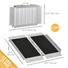 HOMCOM 2' Portable Wheelchair Aluminum Threshold Ramp - Black-Equipped with two high guardrails to prevent accidental falls 