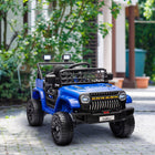 Qaba 12V Kids Ride on Truck Car with Remote Control, Openable Doors - Blue-Remote control features three speeds, self-driving option available for children 