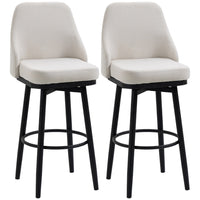 HOMCOM Bar Height Swivel Bar Stools with Steel Legs - Cream White - 2 Pack-Set of two high bar stools with a classic style
