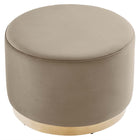 Modway Tilden Large 23" Round Performance Velvet Upholstered Ottoman - Taupe/Natural-Arrives Fully Assembled