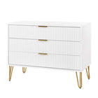 Manhattan Comfort DUMBO Modern 1-Drawer Nightstand and 3-Drawer Dresser Set - White-Perfect for Bedroom Storage, Lamps or Display Items.
