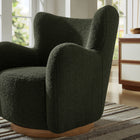 Modway Montrose Wingback Sherpa Swivel Accent Chair - Fern Walnut-360º Swivel