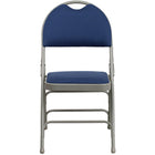 Flash Furniture HERCULES Series Ultra-Premium Triple Braced Fabric Metal Folding Chairs with Easy-Carry Handle - Navy - 4 Pack-Set of 4 Padded Metal Folding Chairs - Carrying Handle Cutout