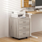 Vinsetto 3-Drawer Letter/A4 Filing Cabinet with Lock & Wheels - Grey Wood Grain-Small size fits under desk to save space
