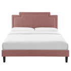 Modway Liva Performance Velvet King Bed - Dusty Rose-Assembly Required