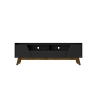 Manhattan Comfort Marcus 70.86" Mid-Century Modern TV Stand - Matte Black-Mid-Century Modern Free Standing TV Stand for Living Room and Bedroom use