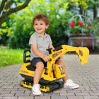 Qaba Kids Ride-On Excavator with Digger - Yellow- Seat height: 8.75" 