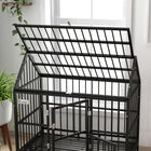 PawHut 49" Heavy Duty Dog Crate with Removable Tray and Doors - Black-Colour: Black 
