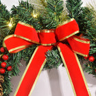 HOMCOM 24" Pre-Lit Artificial Christmas Spruce Wreath with Pinecones and Red Berries - Green-Requires 3AA batteries (not included)